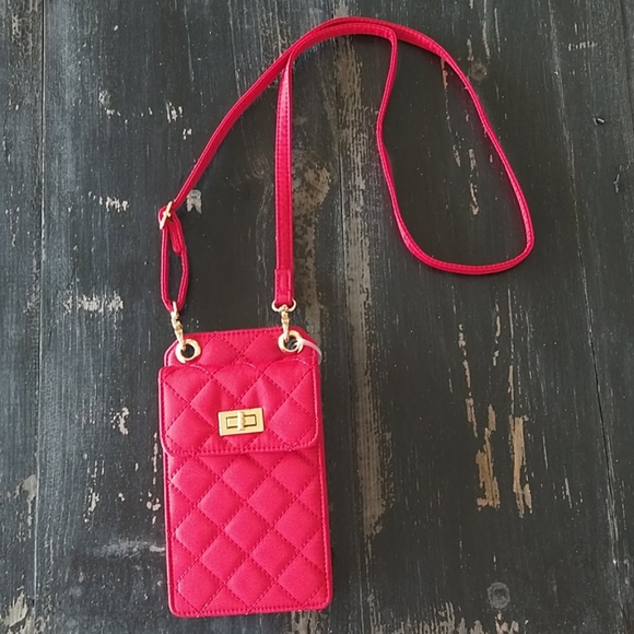 Red Quilted Phone Carrier - Picture 1 of 3